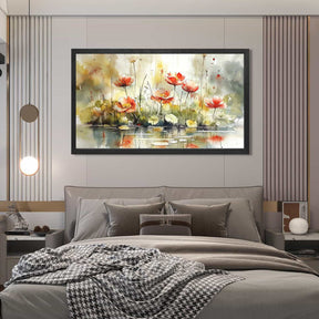 Red Flower River Canvas Art