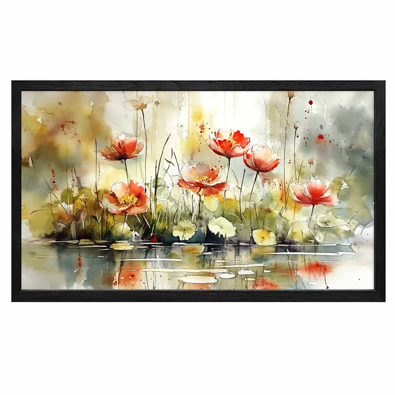 Red Flower River Canvas Art