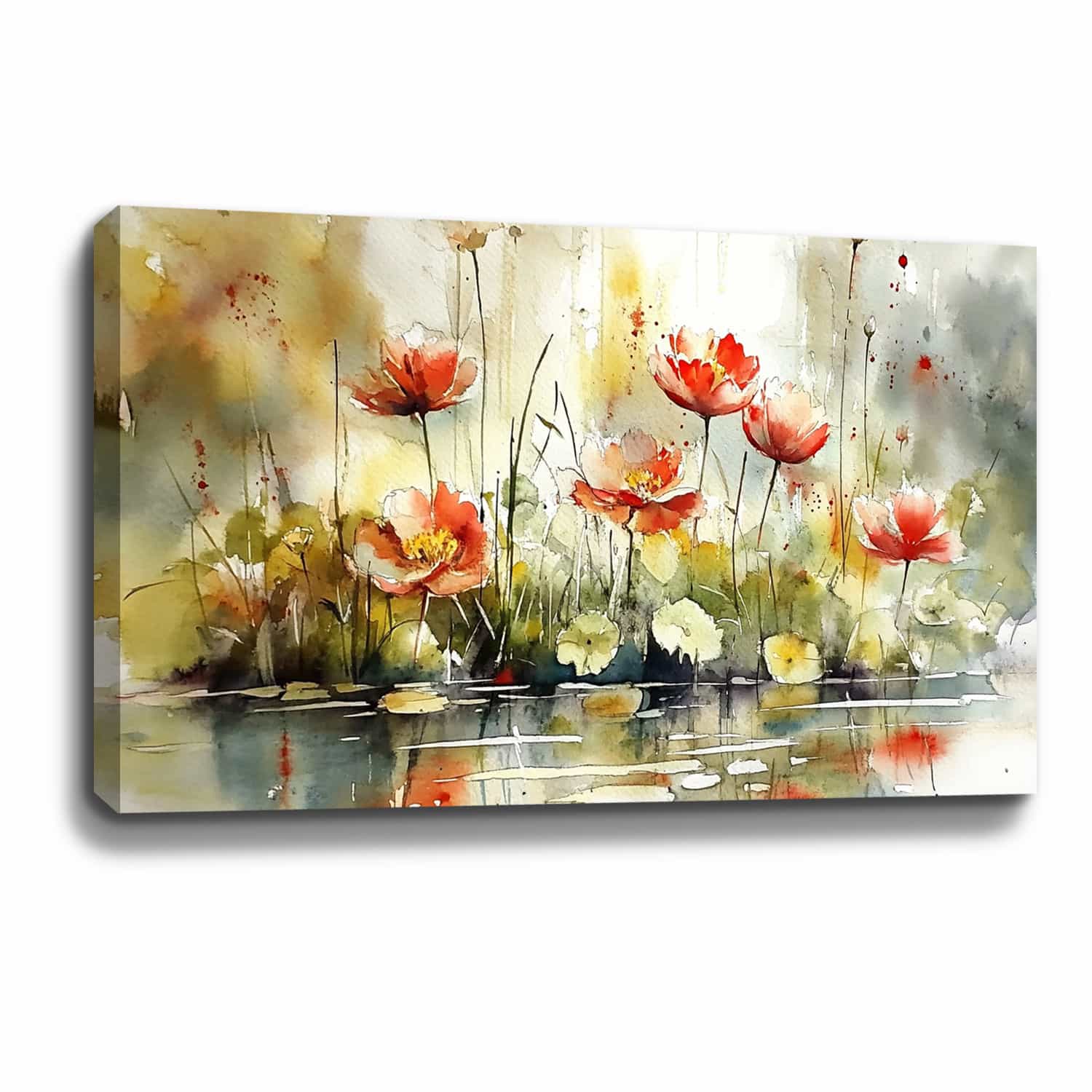 Red Flower River Canvas Art