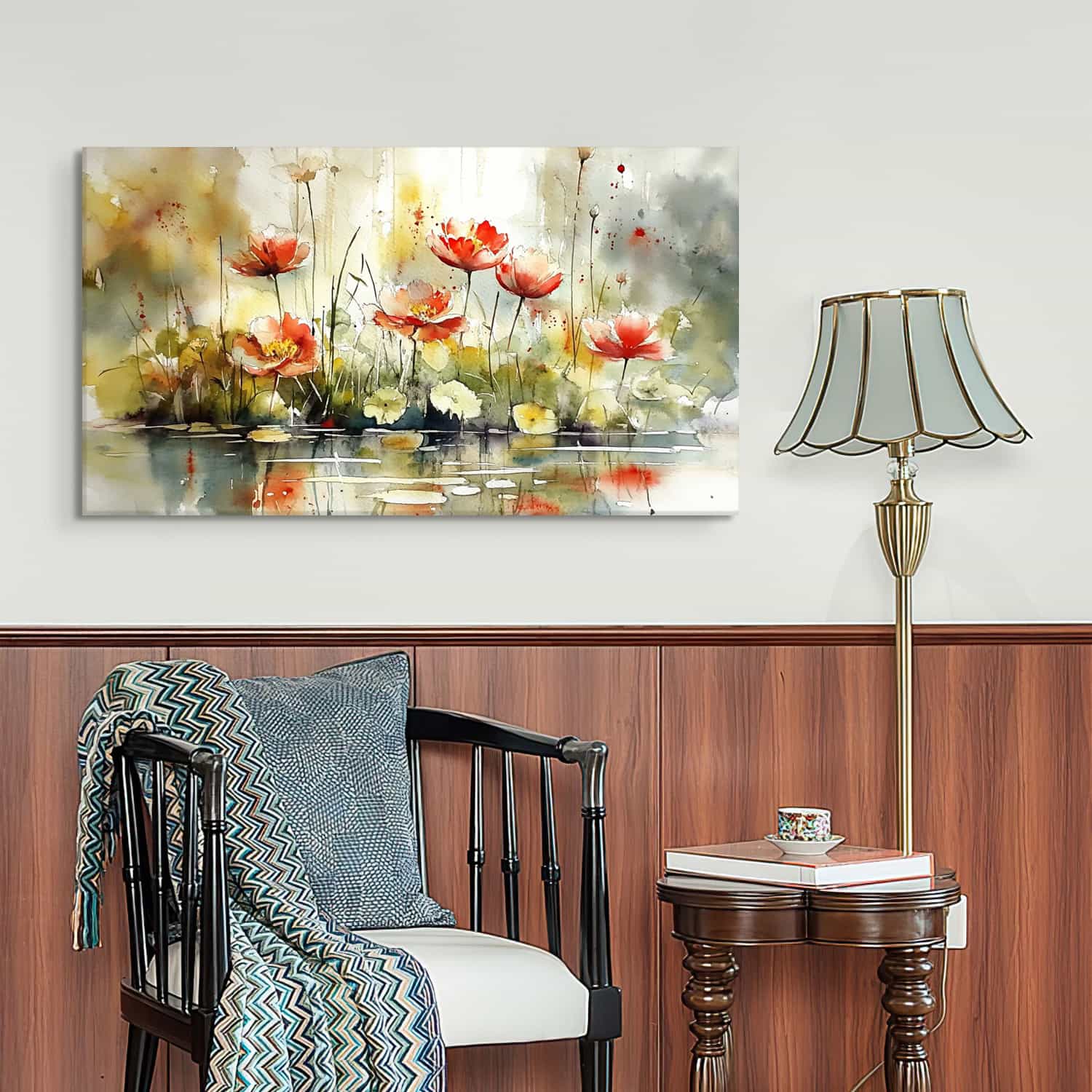 Red Flower River Canvas Art