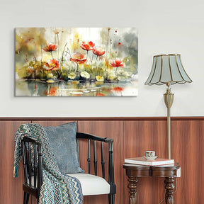 Red Flower River Canvas Art