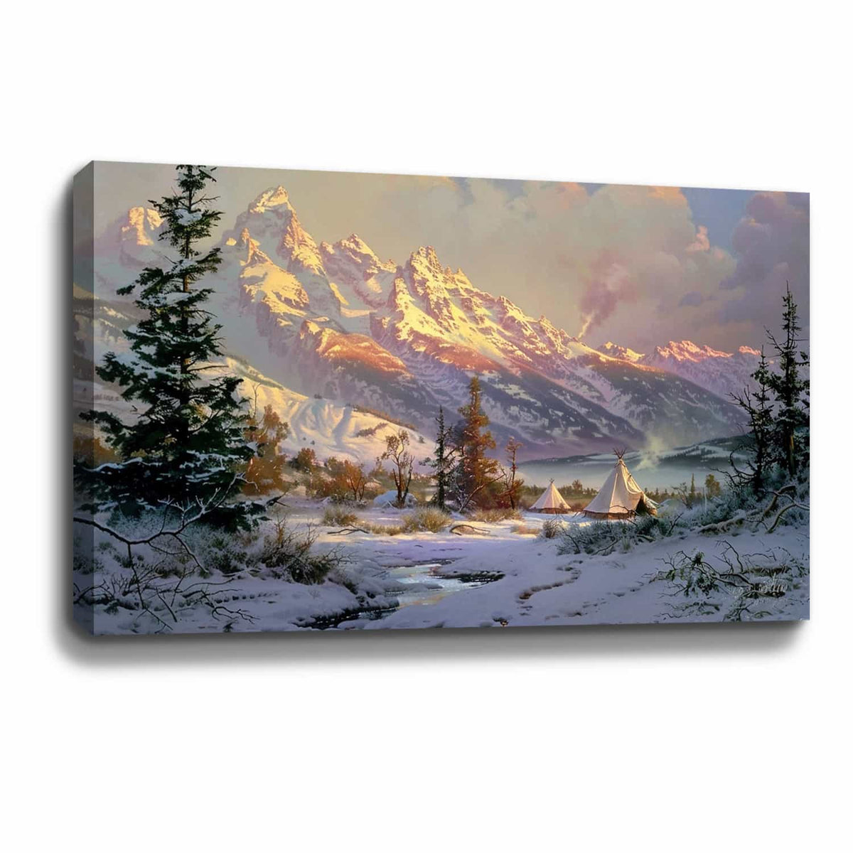 Pine Tree Snow Mountain Canvas Art