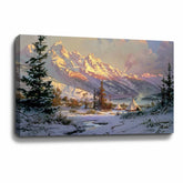 Pine Tree Snow Mountain Canvas Art