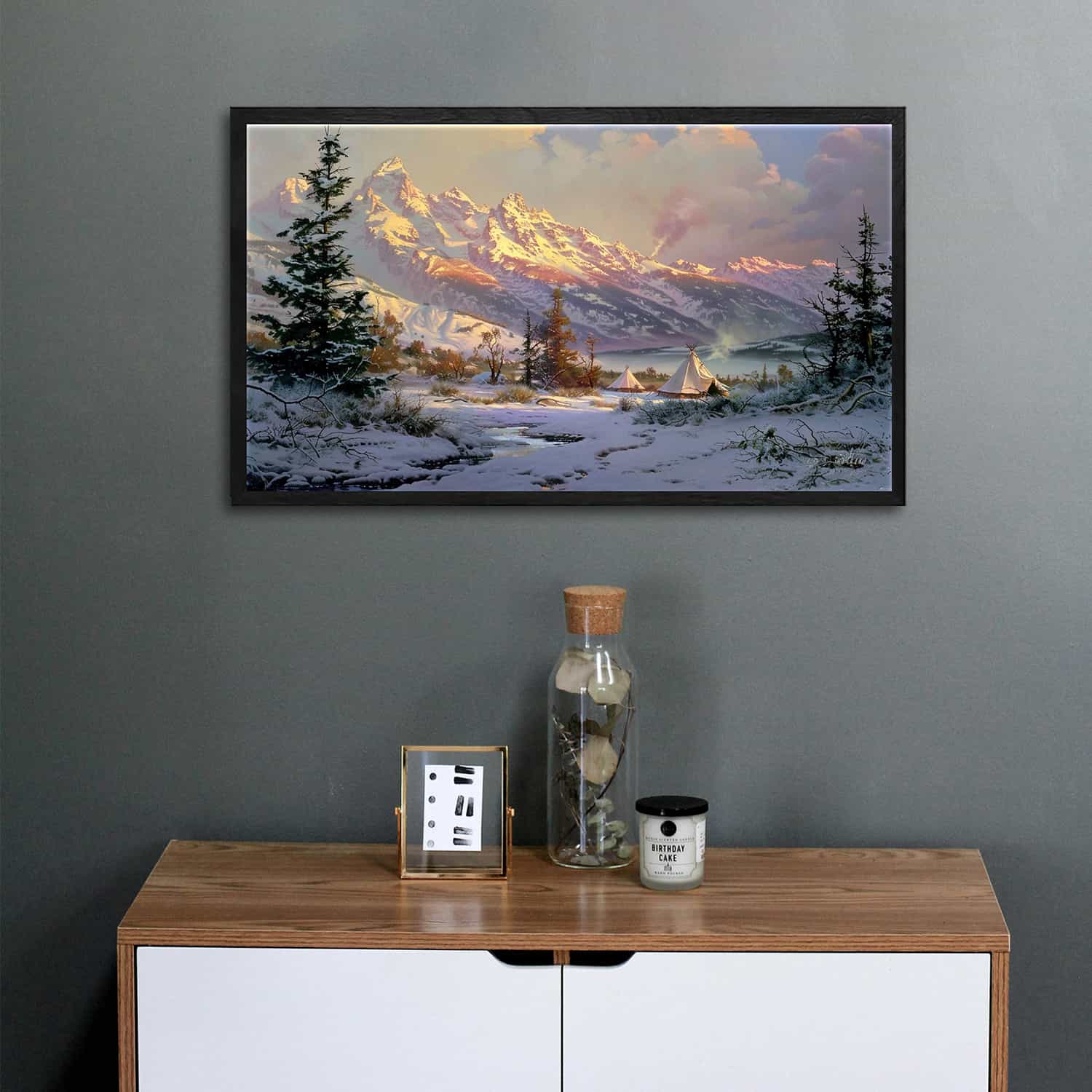 Pine Tree Snow Mountain Canvas Art