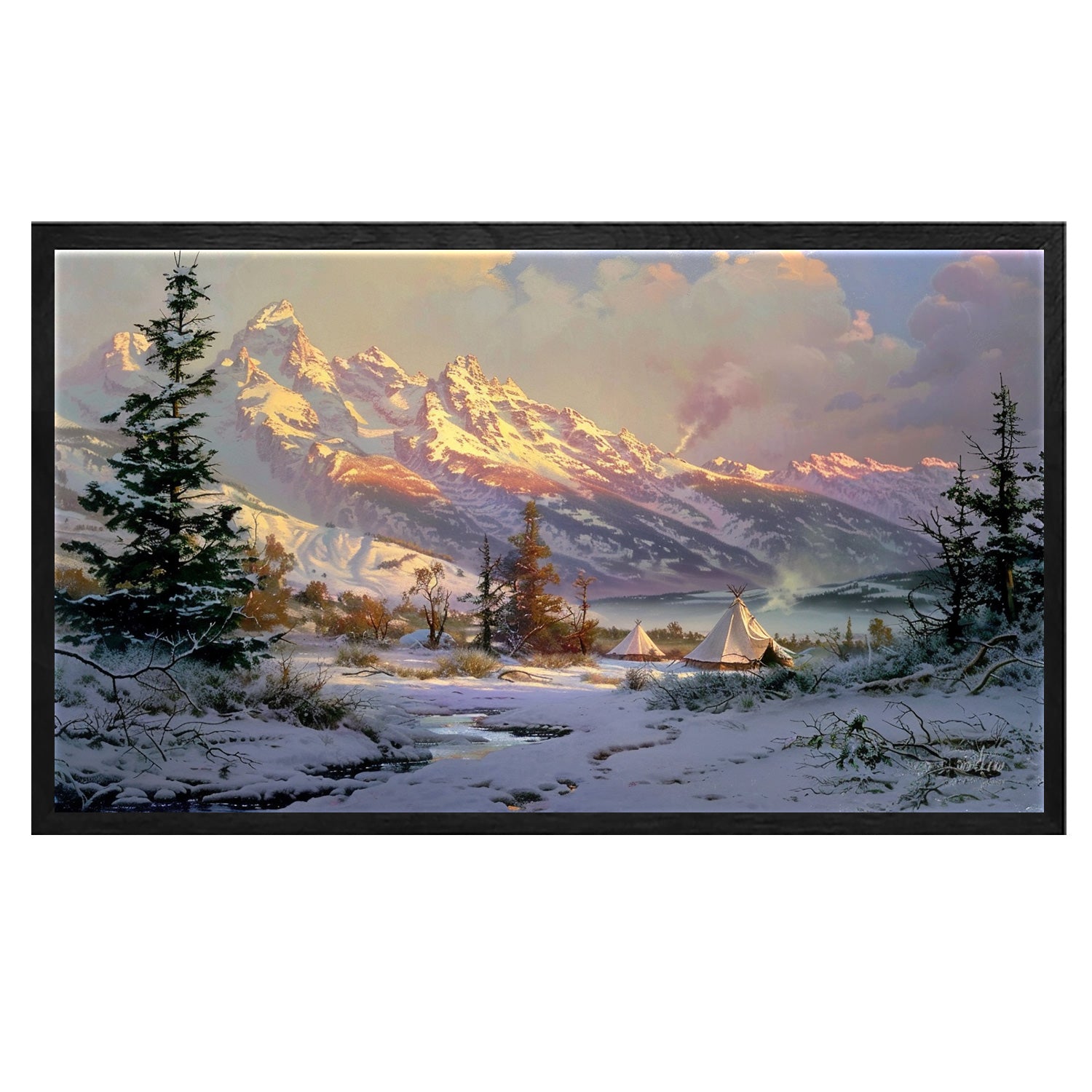 Pine Tree Snow Mountain Canvas Art