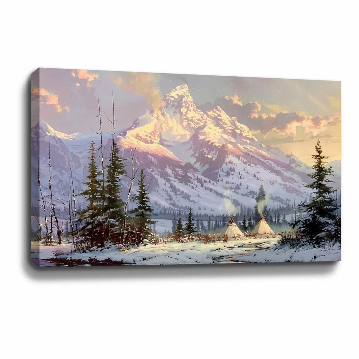 Cloud Pine Tree Snow Mountain Canvas Art
