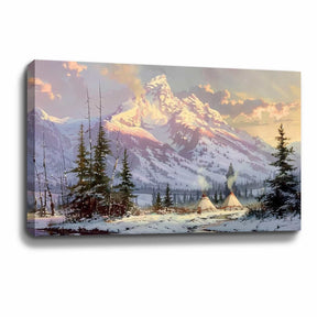 Cloud Pine Tree Snow Mountain Canvas Art