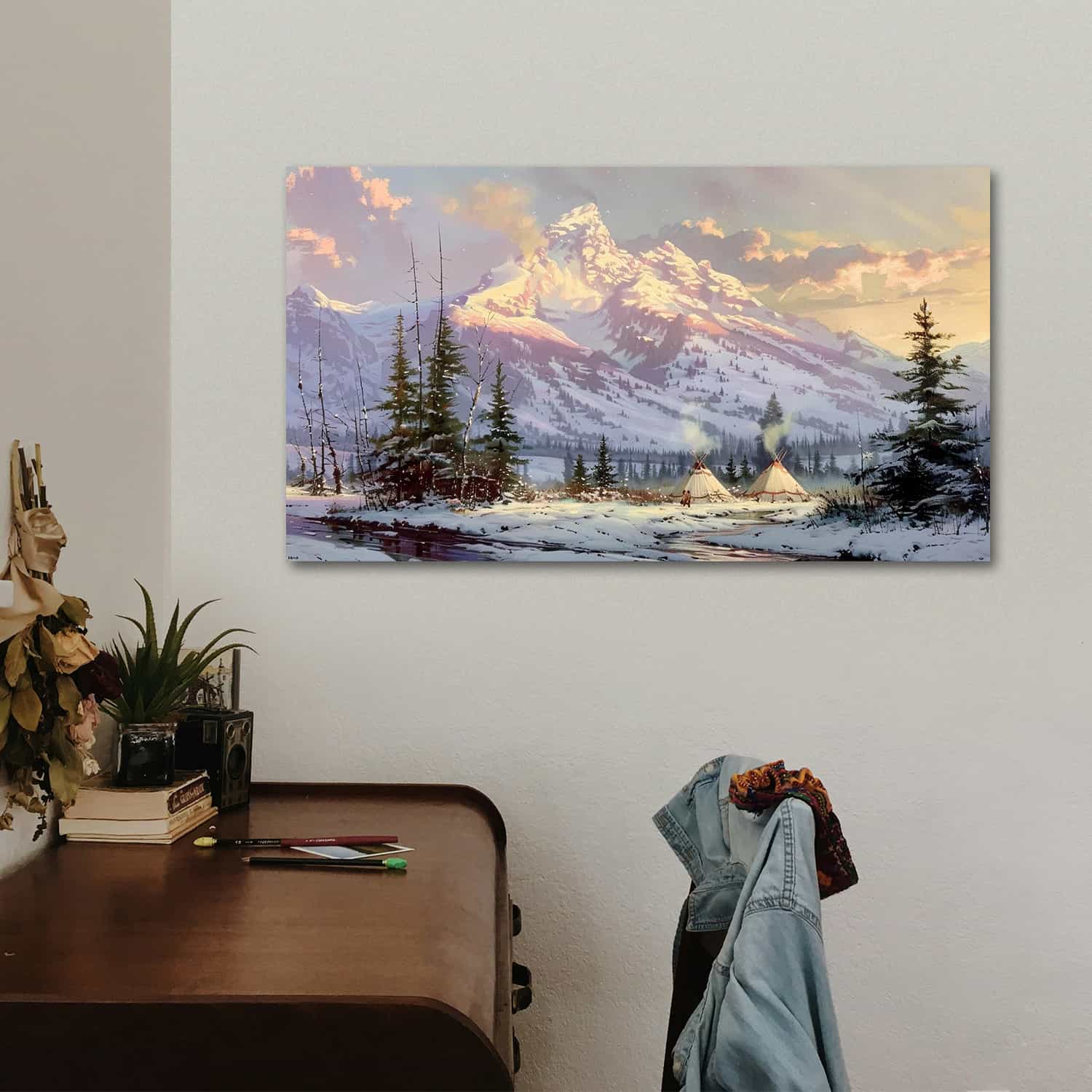 Cloud Pine Tree Snow Mountain Canvas Art