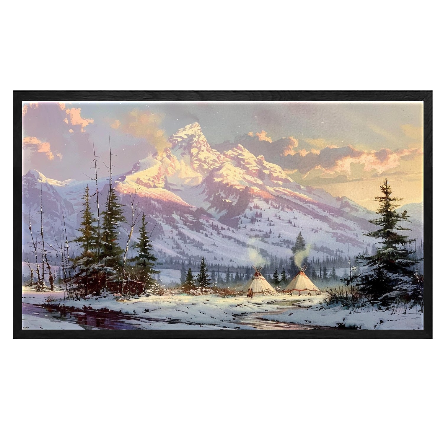 Cloud Pine Tree Snow Mountain Canvas Art
