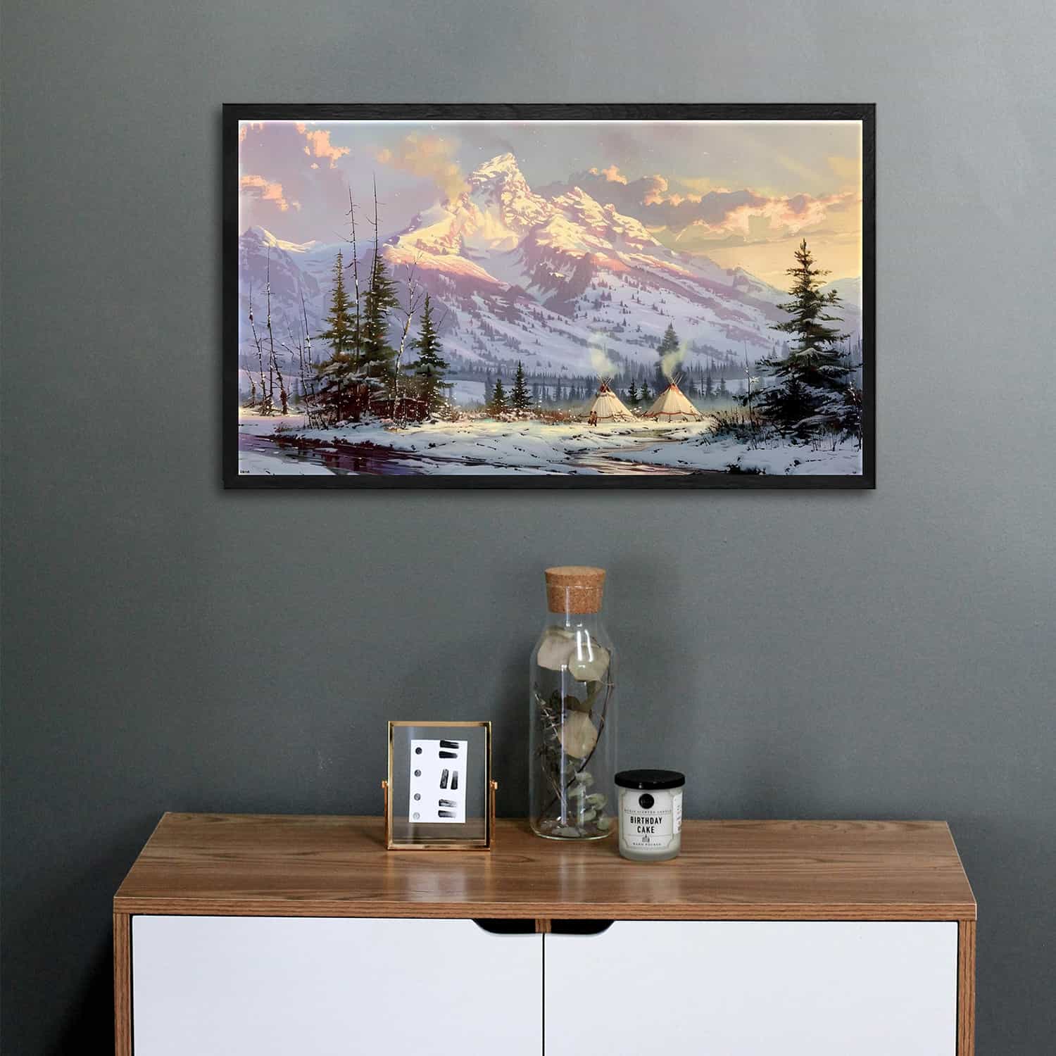 Cloud Pine Tree Snow Mountain Canvas Art