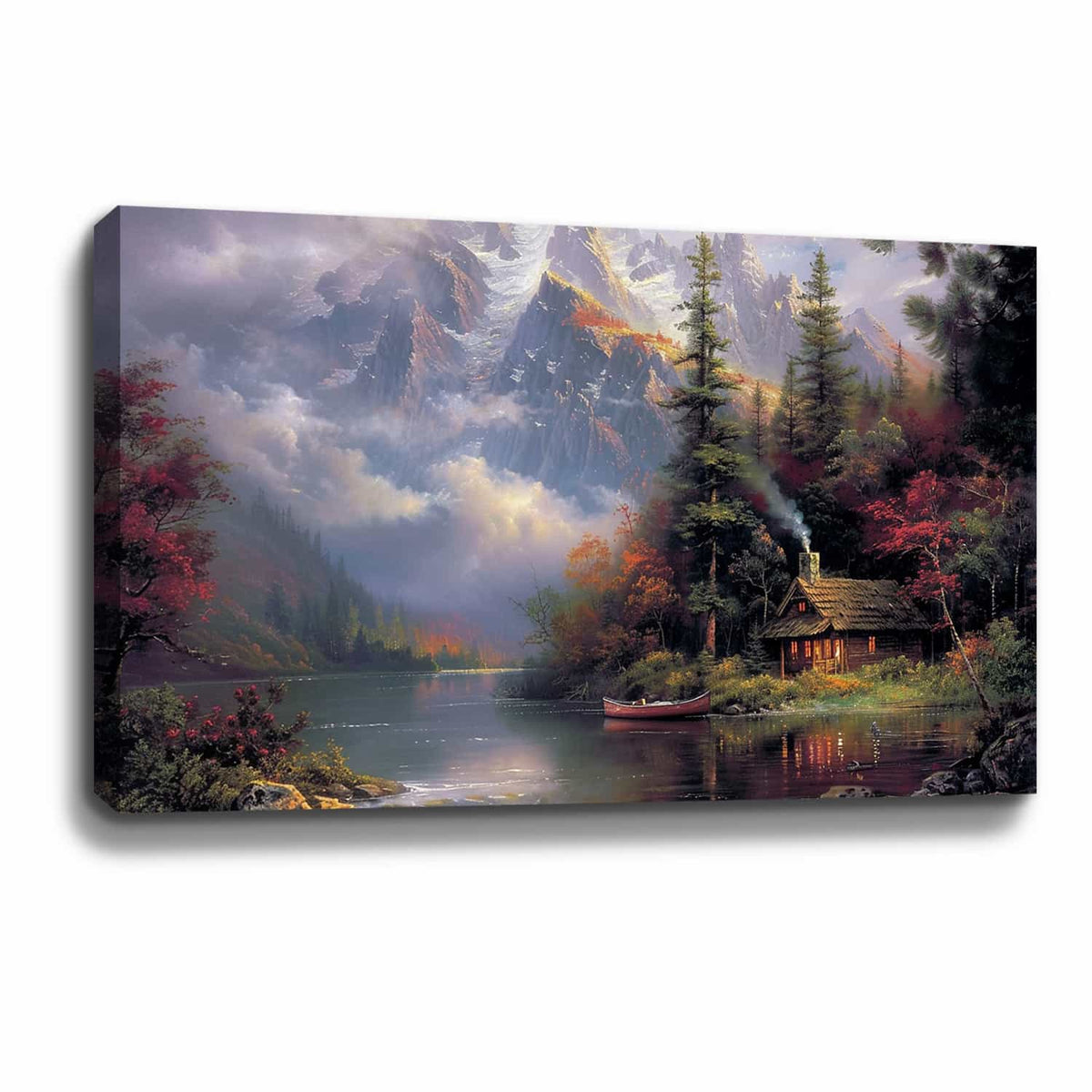 Smoky Pine Tree Snow Mountain Canvas Art