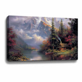Smoky Pine Tree Snow Mountain Canvas Art