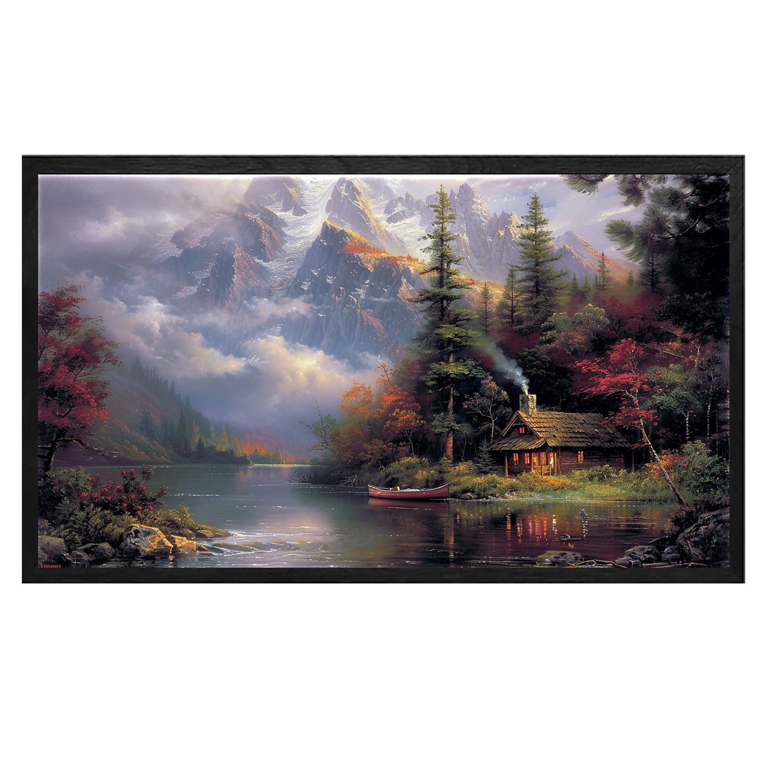 Smoky Pine Tree Snow Mountain Canvas Art