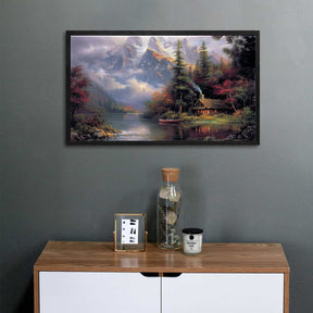 Smoky Pine Tree Snow Mountain Canvas Art