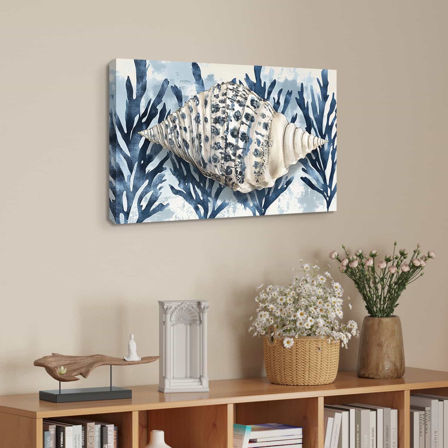 Seaweed And Conch Canvas Art