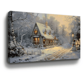 Christmas Cottage Canvas Art