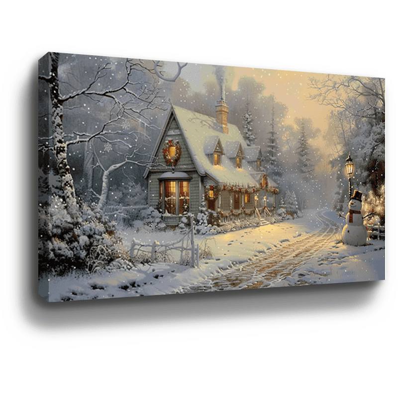 Christmas Cottage Canvas Art