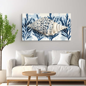 Seaweed And Conch Canvas Art
