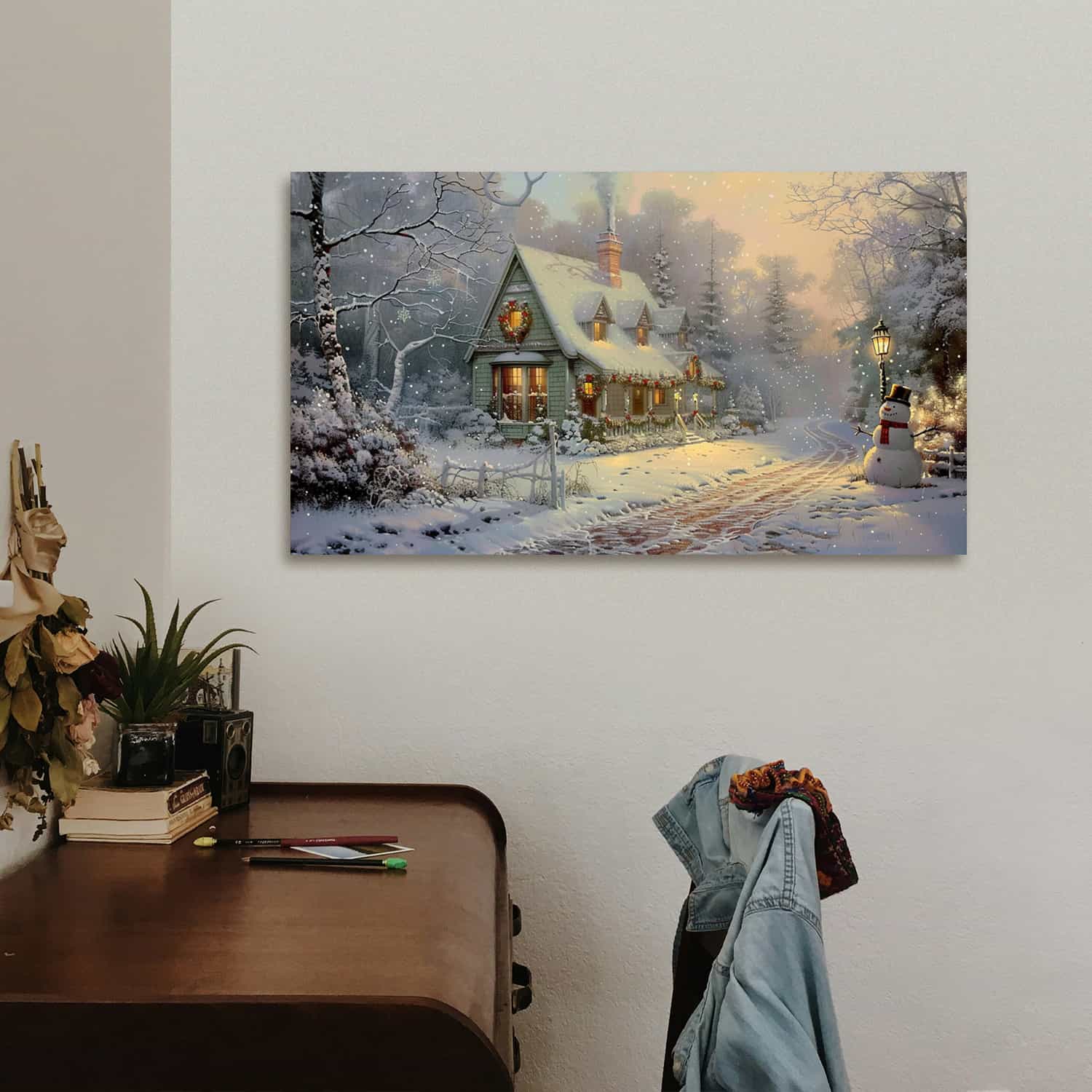 Christmas Cottage Canvas Art