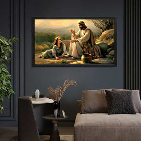 Jesus And Samaritan Woman Canvas Art