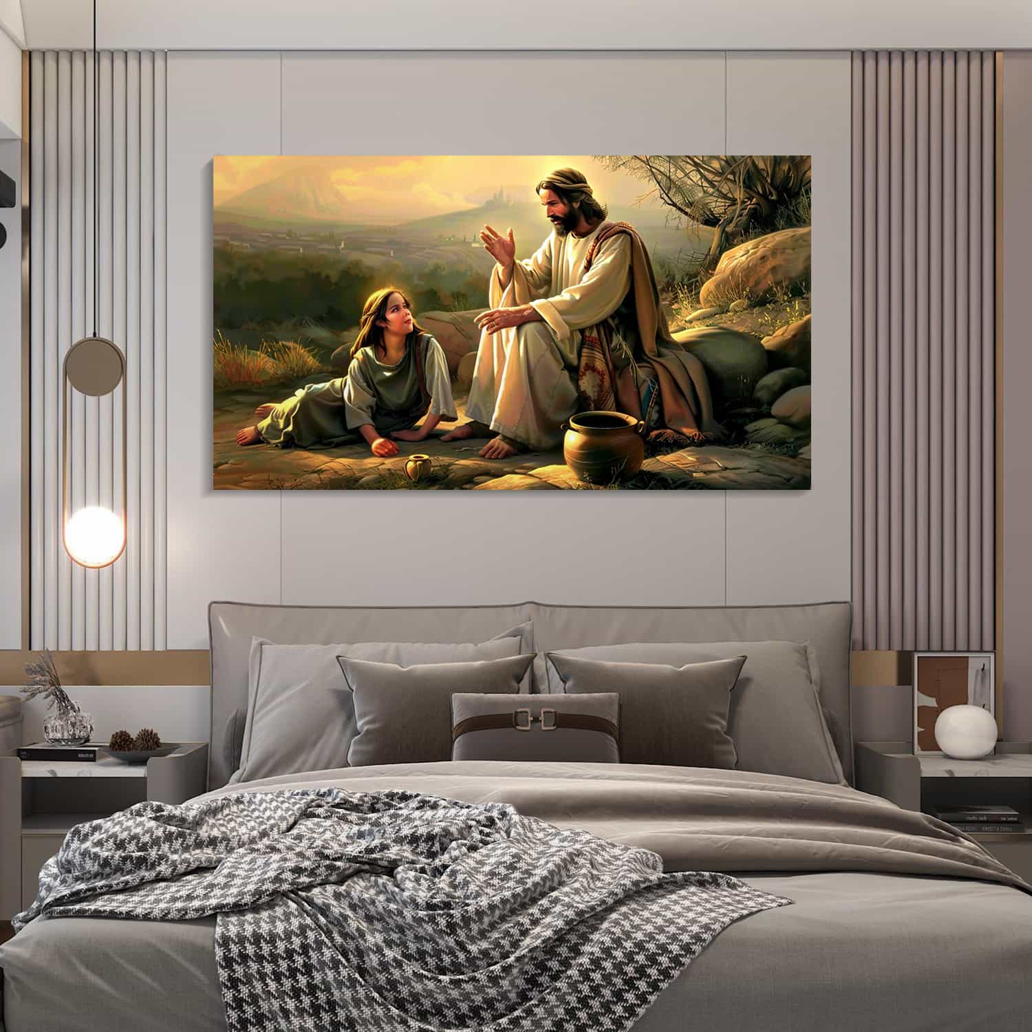 Jesus And Samaritan Woman Canvas Art