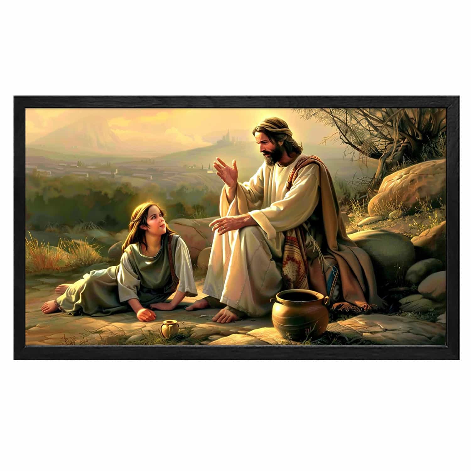 Jesus And Samaritan Woman Canvas Art