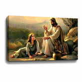 Jesus And Samaritan Woman Canvas Art