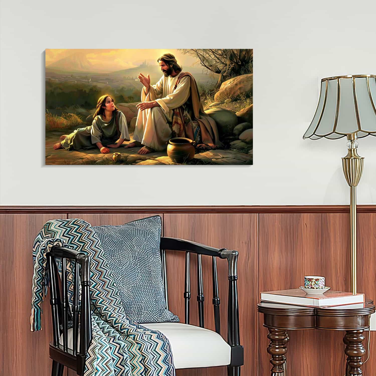 Jesus And Samaritan Woman Canvas Art