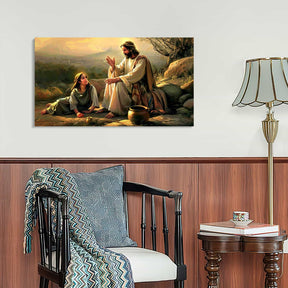 Jesus And Samaritan Woman Canvas Art