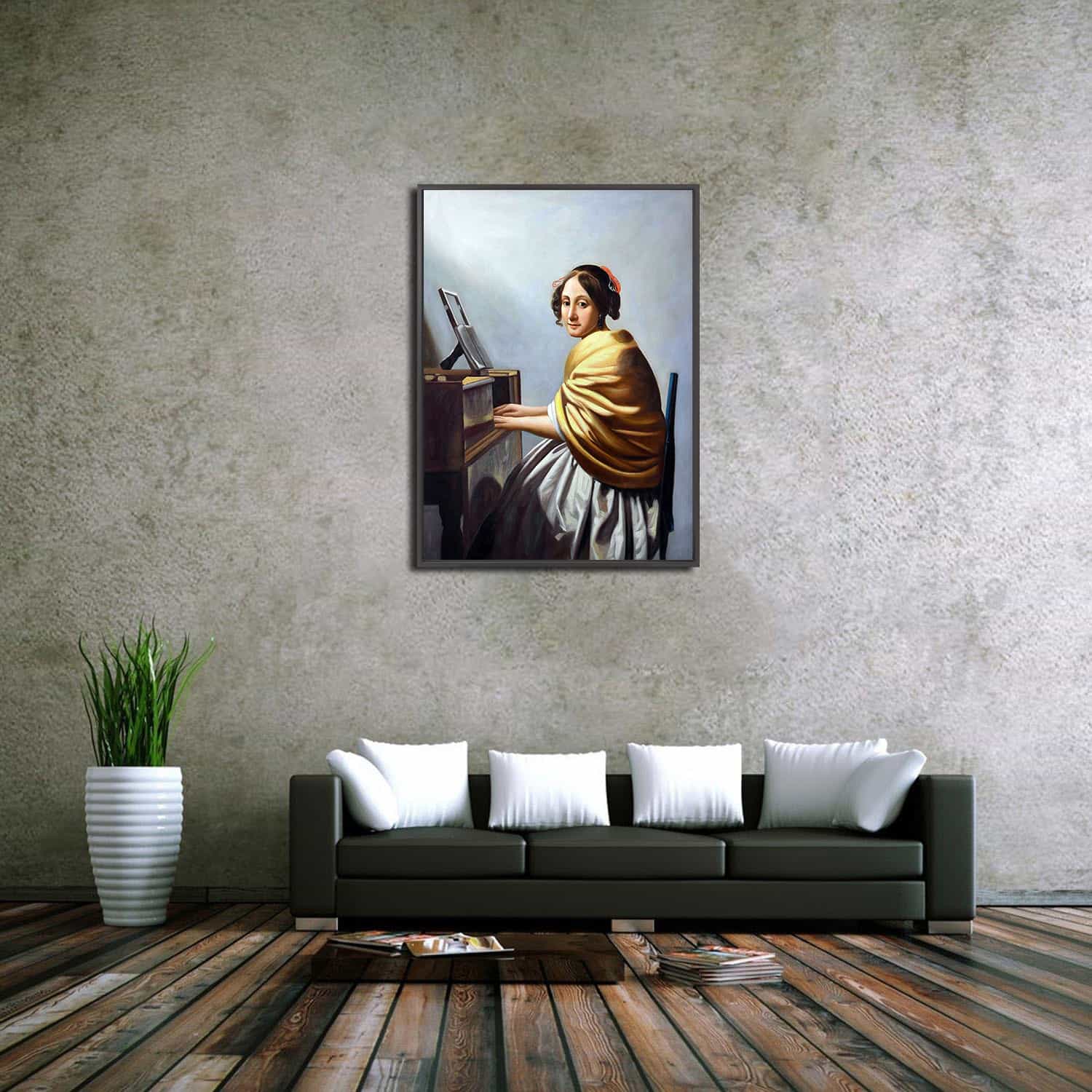 A Young Woman Seated at the Virginals Canvas Art