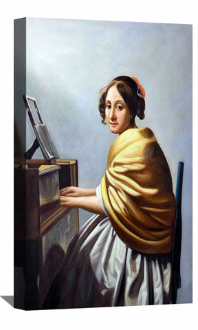 A Young Woman Seated at the Virginals Canvas Art