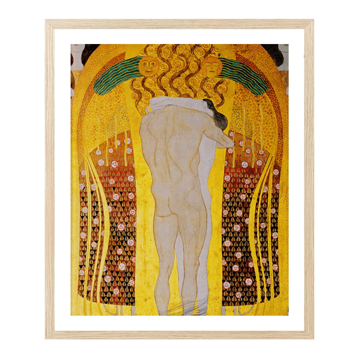 Gustav Klimt Wall Art Beethoven Frieze A Kiss For The Whole World Poster Framed Klimt Art