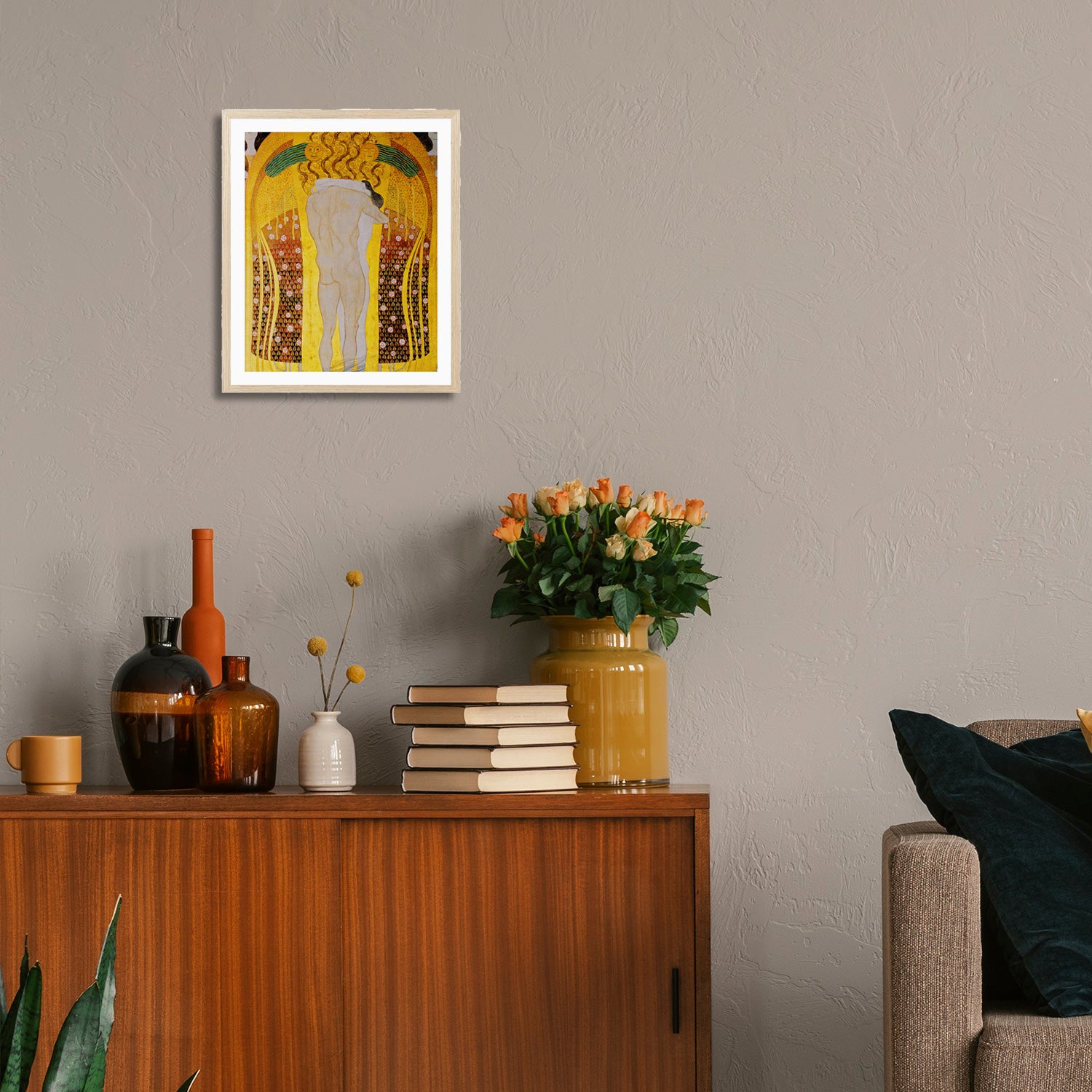 Gustav Klimt Wall Art Beethoven Frieze A Kiss For The Whole World Poster Framed Klimt Art