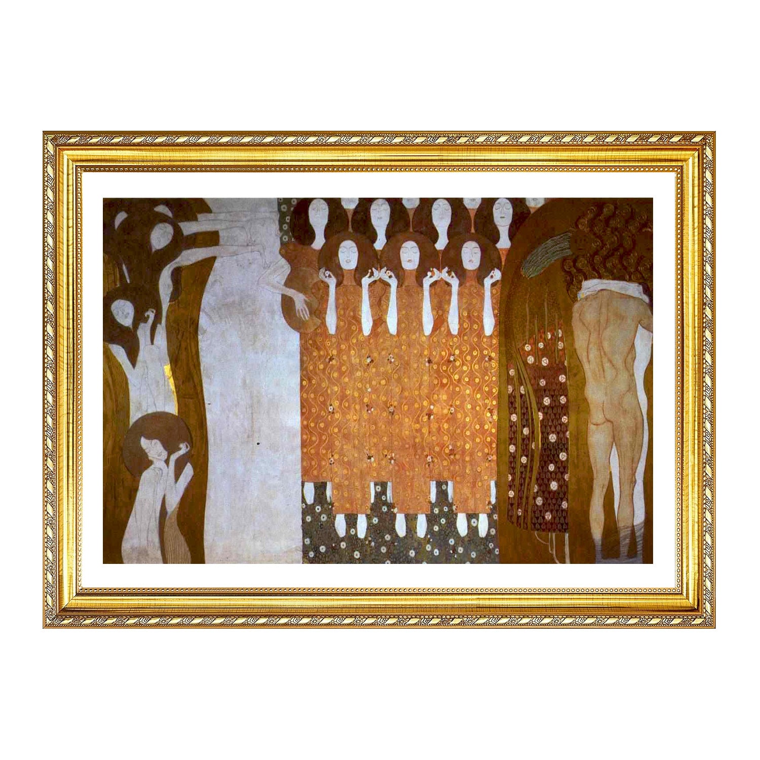 Gustav Klimt Wall Art Beethoven Frieze The Choir And The Kiss Poster Framed Klimt Art
