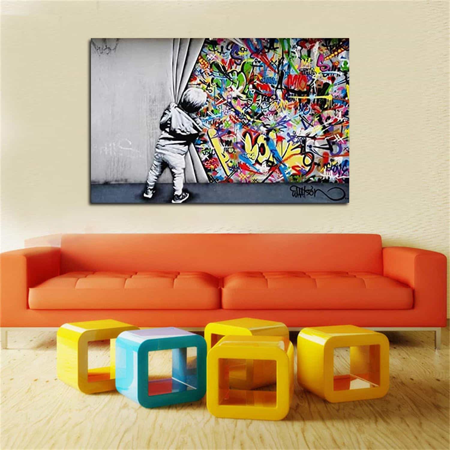 Behind Curtain Canvas Art