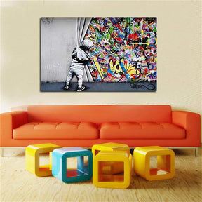 Behind Curtain Canvas Art