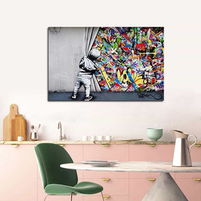 Behind Curtain Canvas Art