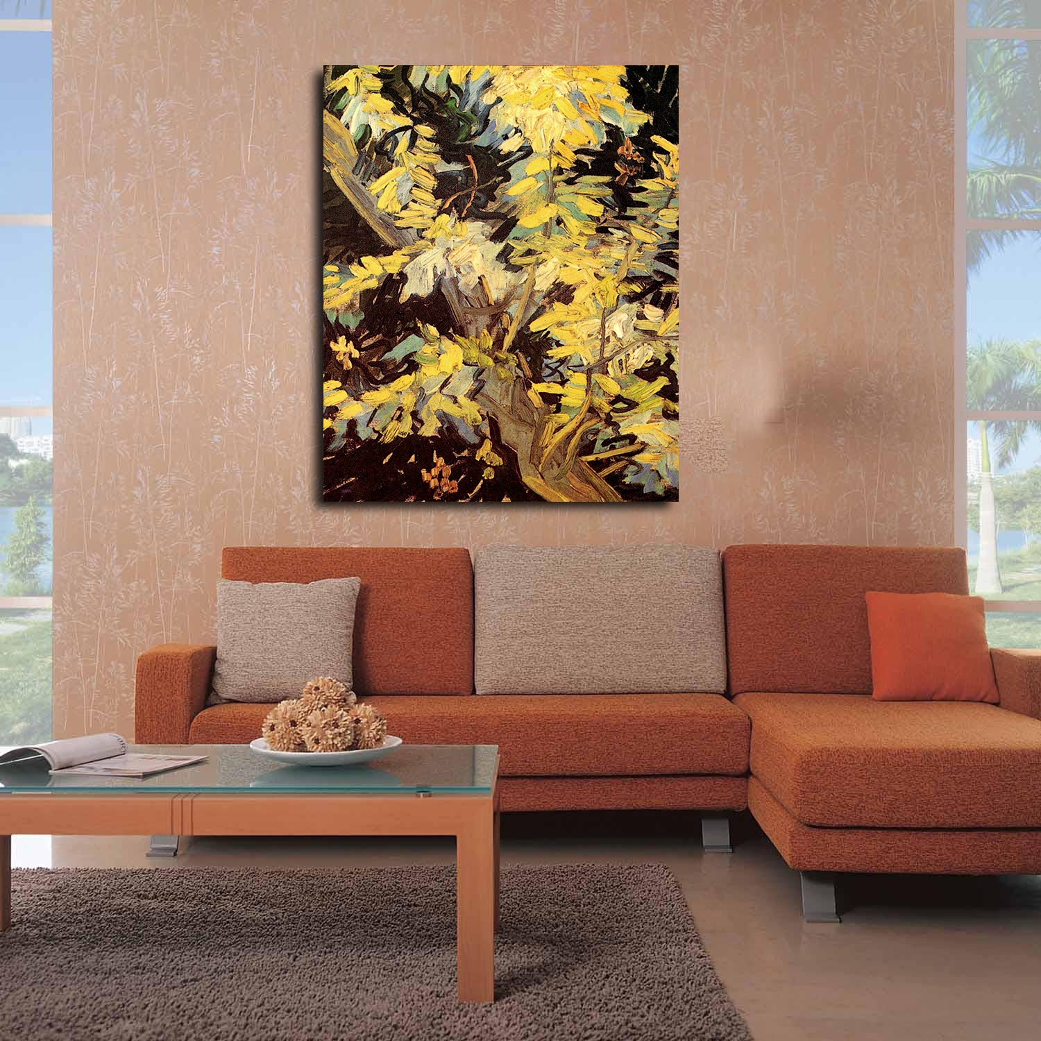 Blossoming Acacia Branches Canvas Art