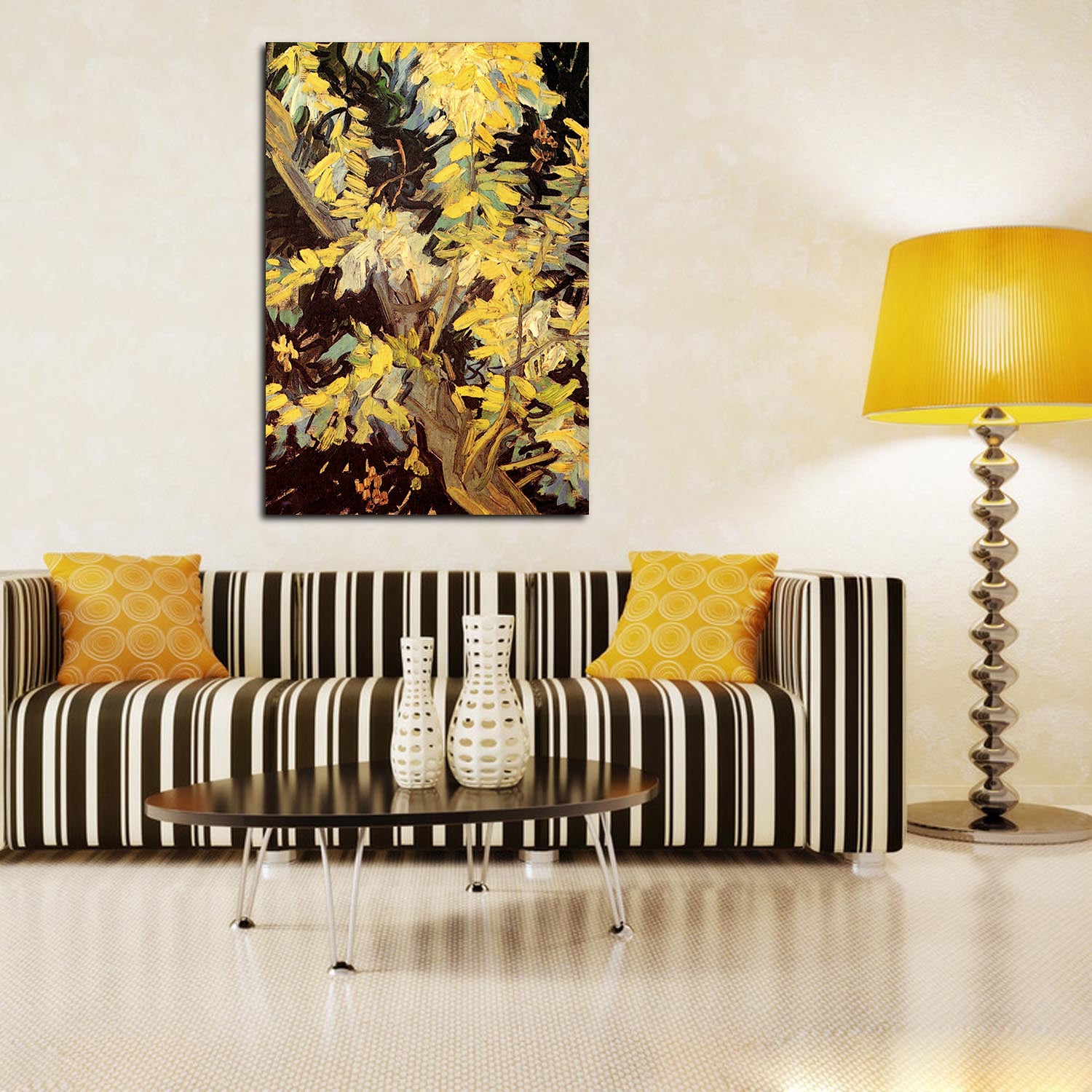 Blossoming Acacia Branches Canvas Art