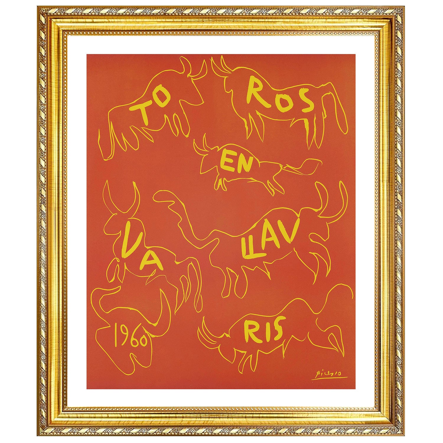 Pablo Picasso Wall Art Bulls In Vallauris Poster Framed Art
