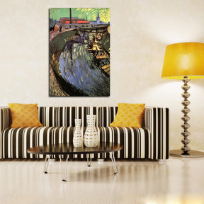 Canal with Women Washing Canvas Art