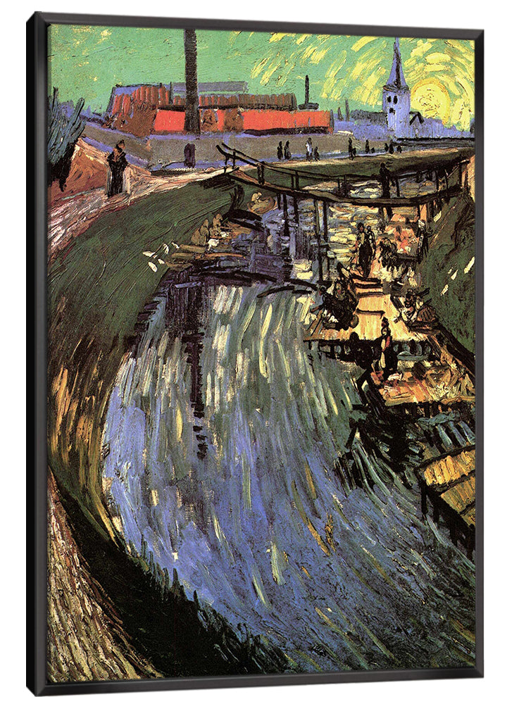 Canal with Women Washing Canvas Art