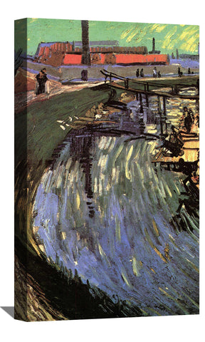 Canal with Women Washing Canvas Art