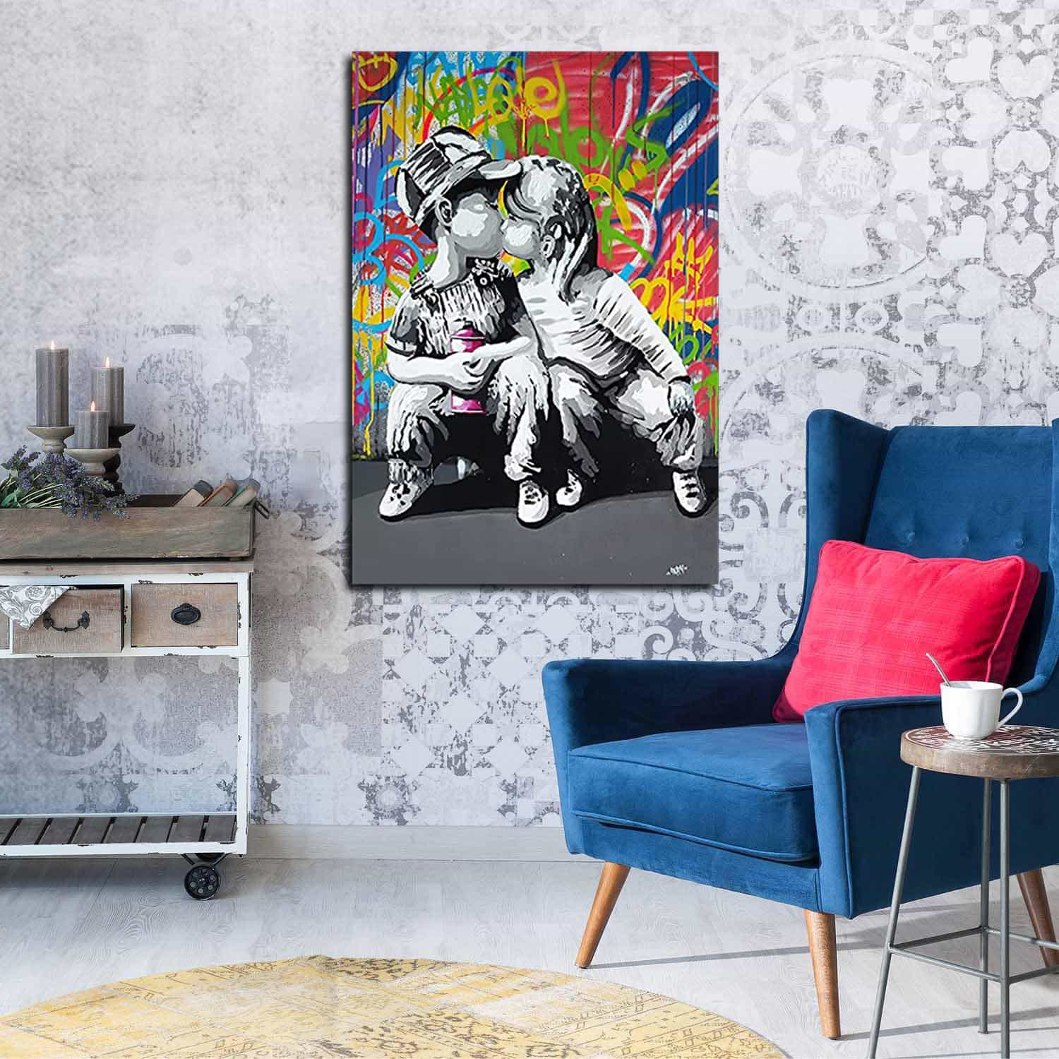 Children Kissing Canvas Art