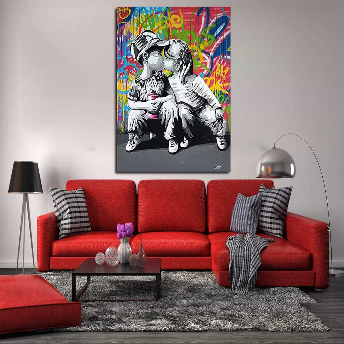 Children Kissing Canvas Art