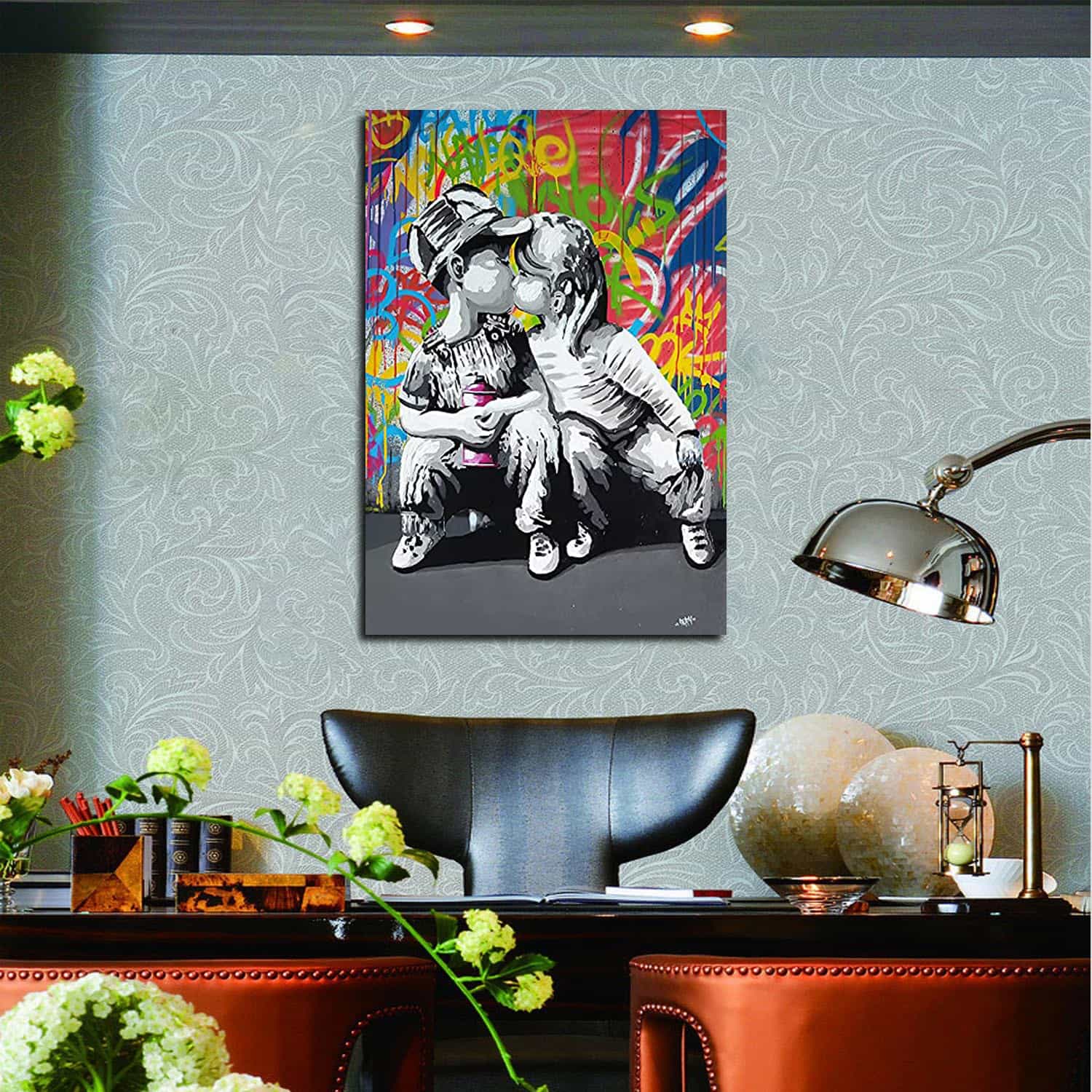 Children Kissing Canvas Art