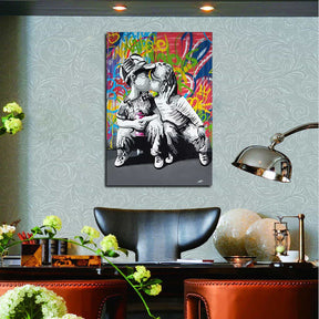 Children Kissing Canvas Art