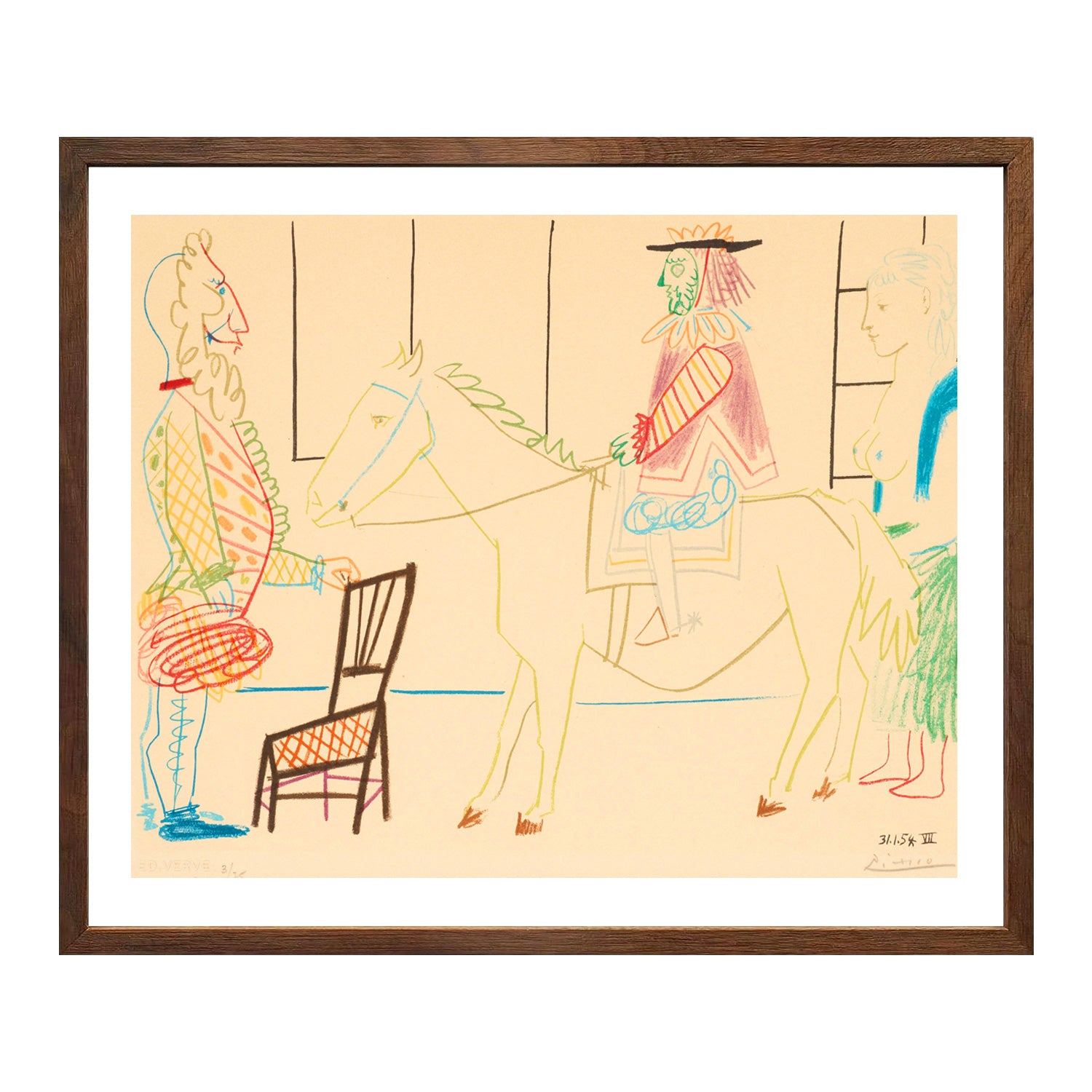 Pablo Picasso Wall Art Clown Knight And Woman Poster Framed Art