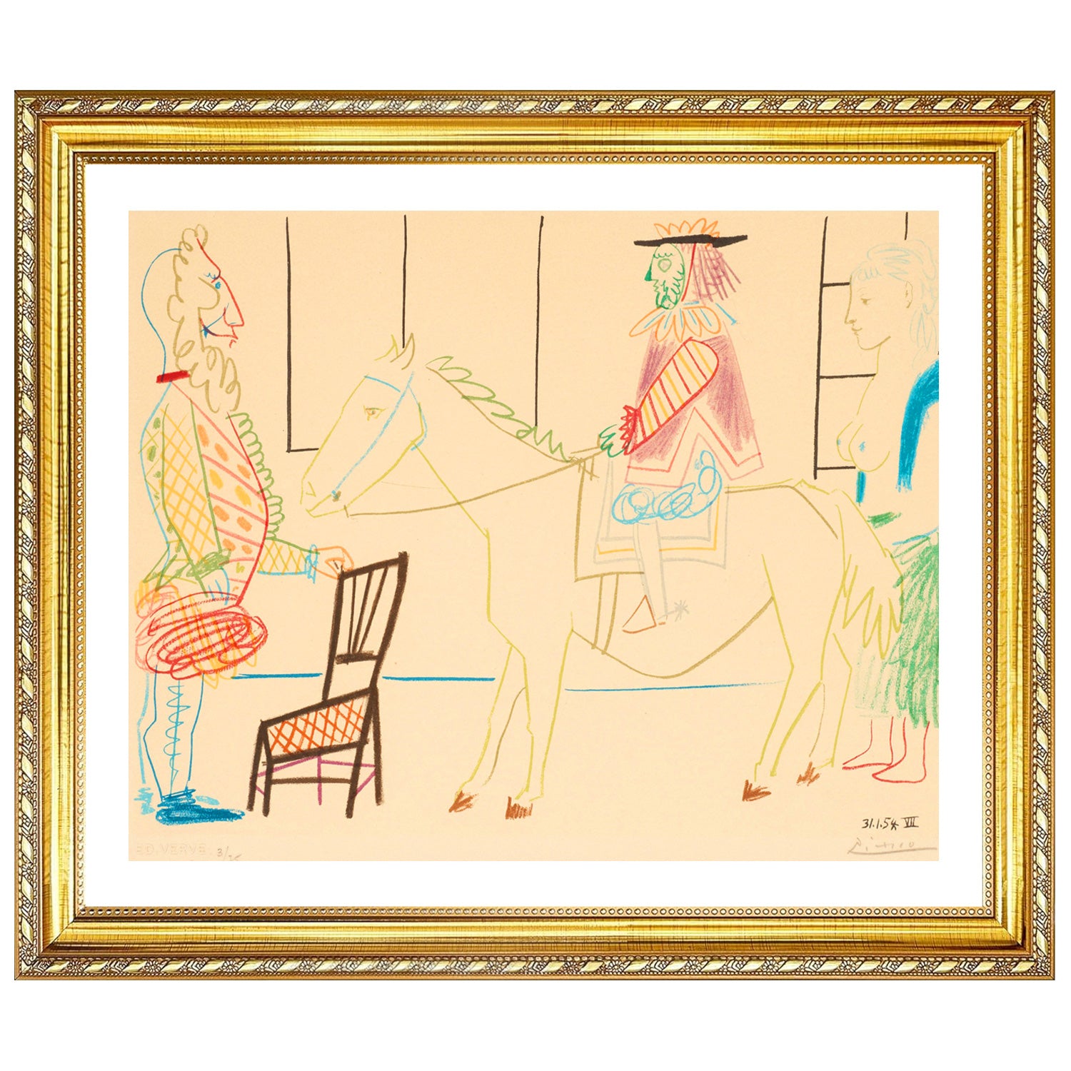 Pablo Picasso Wall Art Clown Knight And Woman Poster Framed Art