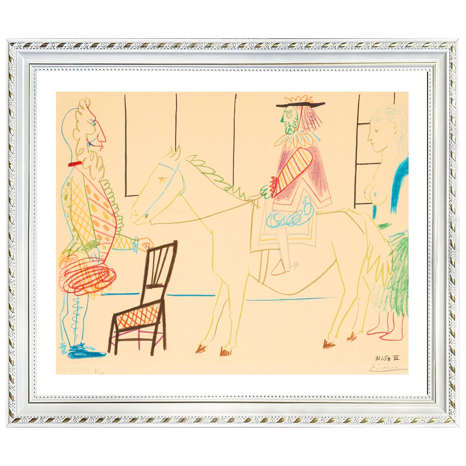 Pablo Picasso Wall Art Clown Knight And Woman Poster Framed Art